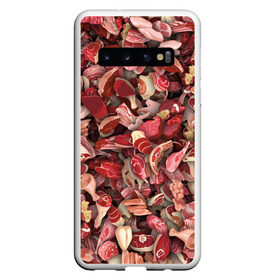 Чехол для Samsung Galaxy S10 с принтом Мясо в Тюмени, Силикон | Область печати: задняя сторона чехла, без боковых панелей | бекон | веган | говядина | деликатес | курица | мяско | мясник | окорок | паттерн | свинина | стейк | филе