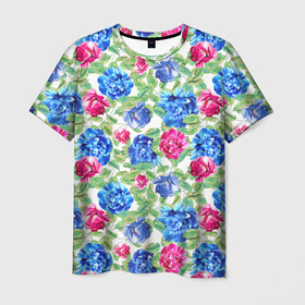 Мужская футболка 3D с принтом Floral Pattern в Тюмени, 100% полиэфир | прямой крой, круглый вырез горловины, длина до линии бедер | floral | floral pattern | flower | flowers | flowers pattern | pattern | листья | патерн | паттерн | рисунок | цветки | цветочки | цветочная клумба | цветочный паттерн | цветы | цветы фон