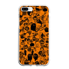 Чехол для iPhone 7Plus/8 Plus матовый с принтом Halloween в Тюмени, Силикон | Область печати: задняя сторона чехла, без боковых панелей | ведьма | кот | паттерн | паутина | привидение | призрак | скелет | тыква