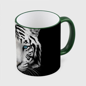 Кружка с принтом Белый тигр в Тюмени, керамика | ёмкость 330 мл | белый тигр | крупный тигр | крупным планом | с голубыми глазами | тигры