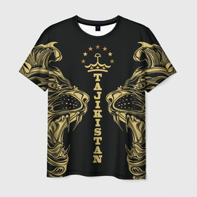 Мужская футболка 3D с принтом Таджикистан в Тюмени, 100% полиэфир | прямой крой, круглый вырез горловины, длина до линии бедер | crown | golden | king | lion | republic | tajikistan | золотой | король | корона | лев | республика | таджикистан | царь