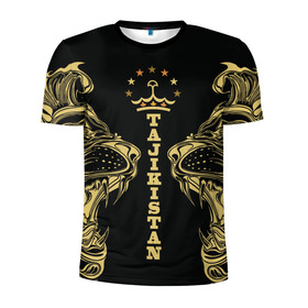 Мужская футболка 3D спортивная с принтом Таджикистан в Тюмени, 100% полиэстер с улучшенными характеристиками | приталенный силуэт, круглая горловина, широкие плечи, сужается к линии бедра | crown | golden | king | lion | republic | tajikistan | золотой | король | корона | лев | республика | таджикистан | царь