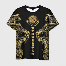 Мужская футболка 3D с принтом Киргизия в Тюмени, 100% полиэфир | прямой крой, круглый вырез горловины, длина до линии бедер | eagle | islam | kyrgyzstan | lion | republic | sun | ислам | киргизия | кыргызстан | лев | орел | республика | солнце