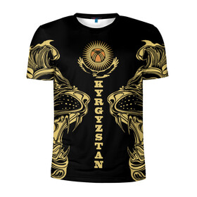 Мужская футболка 3D спортивная с принтом Киргизия в Тюмени, 100% полиэстер с улучшенными характеристиками | приталенный силуэт, круглая горловина, широкие плечи, сужается к линии бедра | Тематика изображения на принте: eagle | islam | kyrgyzstan | lion | republic | sun | ислам | киргизия | кыргызстан | лев | орел | республика | солнце