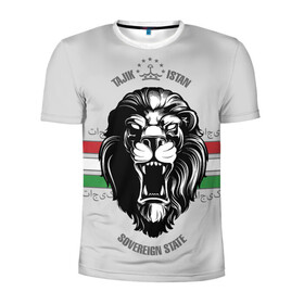 Мужская футболка 3D спортивная с принтом Таджикистан в Тюмени, 100% полиэстер с улучшенными характеристиками | приталенный силуэт, круглая горловина, широкие плечи, сужается к линии бедра | crown | flag | king | lion | republic | tajikistan | король | корона | лев | республика | таджикистан | флаг | царь