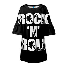 Детское платье 3D с принтом Рок н ролл в Тюмени, 100% полиэстер | прямой силуэт, чуть расширенный к низу. Круглая горловина, на рукавах — воланы | классика | музыка. | музыкальный жанр | рок | рок н ролл