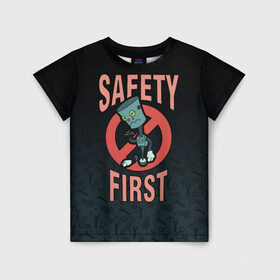 Детская футболка 3D с принтом Безопасность превыше всего в Тюмени, 100% гипоаллергенный полиэфир | прямой крой, круглый вырез горловины, длина до линии бедер, чуть спущенное плечо, ткань немного тянется | cyberpunk | danger | diy | industrial | robot | safety | warning | безопасность | завод | киберпанк | механик | несчастный случай | опасность | пила | предупреждение | производство | рабочий | робот | самодельщик | сварщик