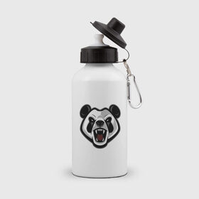 Бутылка спортивная с принтом Злая панда в Тюмени, металл | емкость — 500 мл, в комплекте две пластиковые крышки и карабин для крепления | арт | бамбуковый медведь | бамбуковый мишка | медведь | панда | рисунок