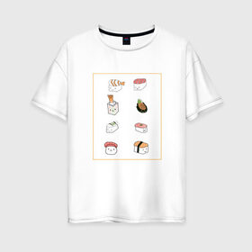 Женская футболка хлопок Oversize с принтом NEON RETRO CITY в Тюмени, 100% хлопок | свободный крой, круглый ворот, спущенный рукав, длина до линии бедер
 | kawaii | sushi | еда | мило | суши