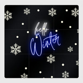 Магнитный плакат 3Х3 с принтом Привет,зима в Тюмени, Полимерный материал с магнитным слоем | 9 деталей размером 9*9 см | Тематика изображения на принте: белый | декабрь | зима | снег | снежинка | уют | черный