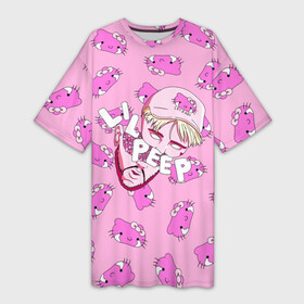 Платье-футболка 3D с принтом LIL PEEP в Тюмени,  |  | cat | had | hello kitty | lil peep | lil peep art | logo lil peep | love | rap | альбомы | голова | кот | котики | лил пип | лове | лого | логтип | любовь | музыка | музыкант | паук | певец | рэп | рэпер | скорпион