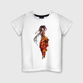 Детская футболка хлопок с принтом Geisha 1-8 в Тюмени, 100% хлопок | круглый вырез горловины, полуприлегающий силуэт, длина до линии бедер | japan | девушка | катана | япония