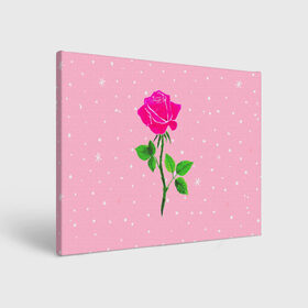 Холст прямоугольный с принтом Роза на розовом в Тюмени, 100% ПВХ |  | Тематика изображения на принте: женственно | красота | роза | розовый | снежинки | фуксия | цветок | шик