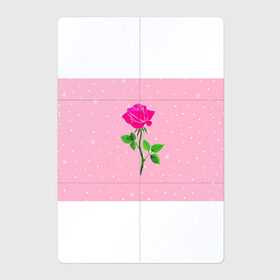 Магнитный плакат 2Х3 с принтом Роза на розовом в Тюмени, Полимерный материал с магнитным слоем | 6 деталей размером 9*9 см | Тематика изображения на принте: женственно | красота | роза | розовый | снежинки | фуксия | цветок | шик