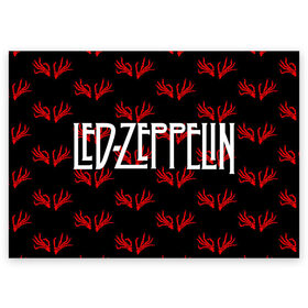 Поздравительная открытка с принтом Led Zeppelin. в Тюмени, 100% бумага | плотность бумаги 280 г/м2, матовая, на обратной стороне линовка и место для марки
 | Тематика изображения на принте: 