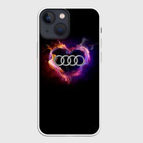 Чехол для iPhone 13 mini с принтом Audi в Тюмени,  |  | audi | audi в сердце | audi лого | audi марка | audi эмблема | love audi | ауди | ауди значок | ауди лого | ауди чб значок | ауди эмблема | горящее сердце | значок audi | лого автомобиля | логотип audi | логотип ауди
