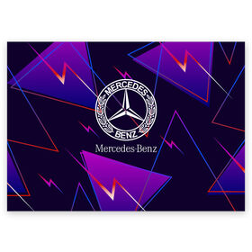Поздравительная открытка с принтом Mercedes-Benz в Тюмени, 100% бумага | плотность бумаги 280 г/м2, матовая, на обратной стороне линовка и место для марки
 | Тематика изображения на принте: benz | mercedes | mercedes benz | sport | абстракция | бенз | бэнц | линии | лого | логотип | мерс | мерседес | мэрс | мэрседес | спорт