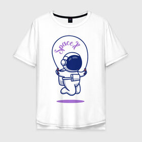 Мужская футболка хлопок Oversize с принтом SpaceX в Тюмени, 100% хлопок | свободный крой, круглый ворот, “спинка” длиннее передней части | astronaut | space | spacesuit | космонавт | космос | скафандр