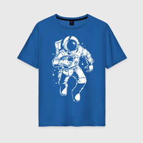 Женская футболка хлопок Oversize с принтом Space american football в Тюмени, 100% хлопок | свободный крой, круглый ворот, спущенный рукав, длина до линии бедер
 | american football | astronaut | ball | gamer | space | sport | star | американский футбол | игрок | космонавт | космос | спорт