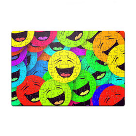 Пазл магнитный 126 элементов с принтом смайлы, улыбки, разноцветный, в Тюмени, полимерный материал с магнитным слоем | 126 деталей, размер изделия —  180*270 мм | разноцветный | смайлы | улыбки | эмоции
