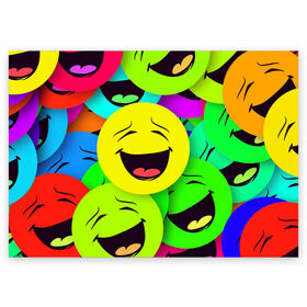 Поздравительная открытка с принтом смайлы, улыбки, разноцветный, в Тюмени, 100% бумага | плотность бумаги 280 г/м2, матовая, на обратной стороне линовка и место для марки
 | разноцветный | смайлы | улыбки | эмоции
