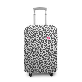 Чехол для чемодана 3D с принтом Kiss в Тюмени, 86% полиэфир, 14% спандекс | двустороннее нанесение принта, прорези для ручек и колес | art | background | kiss | leopard | lips | spots | texture | арт | губы | леопард | поцелуй | пятна | текстура | фон