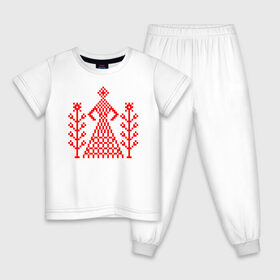 Детская пижама хлопок с принтом Белорусская Богиня в Тюмени, 100% хлопок |  брюки и футболка прямого кроя, без карманов, на брюках мягкая резинка на поясе и по низу штанин
 | беларусь | белая | белоруссия | белорусская | белорусский | белый | богиня | вышиванка | вышивка | красный | русский | славянский | узор
