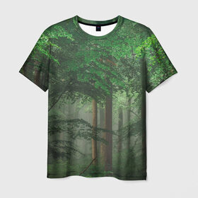 Мужская футболка 3D с принтом Тропический лес в Тюмени, 100% полиэфир | прямой крой, круглый вырез горловины, длина до линии бедер | деревья | джунгли | зеленый лес | зелень | лес | тропики | тропический лес