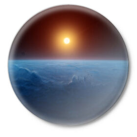 Значок с принтом Звезда по имени солнце в Тюмени,  металл | круглая форма, металлическая застежка в виде булавки | Тематика изображения на принте: астрономия | вселенная | звезда | космос | солнце