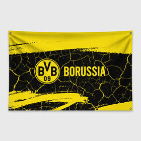 Флаг-баннер с принтом BORUSSIA / Боруссия в Тюмени, 100% полиэстер | размер 67 х 109 см, плотность ткани — 95 г/м2; по краям флага есть четыре люверса для крепления | borussia | club | dortmund | footbal | logo | боруссия | дортмунд | знак | клуб | логотип | логотипы | символ | символы | форма | футбол | футбольная | футбольный