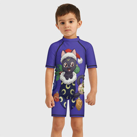 Детский купальный костюм 3D с принтом Luna Happy New Year в Тюмени, Полиэстер 85%, Спандекс 15% | застежка на молнии на спине | 2021 | cat | catmas | christmas | happy new year | merry christmas | new year | аниме | кот | котейка | котики | луна | манга | новый год | праздник | рождество | сейлормун