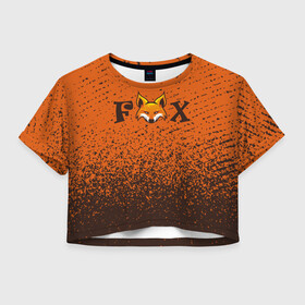 Женская футболка Crop-top 3D с принтом FOX в Тюмени, 100% полиэстер | круглая горловина, длина футболки до линии талии, рукава с отворотами | animals | fox | foxes | foxy | ginger | животные | лис | лиса | лисенок | лисий | лисица | лисицы | лисичка | лисички | лисы | лисята | оранжевый