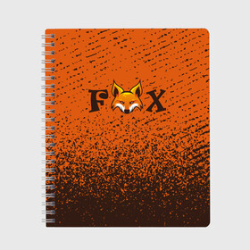 Тетрадь с принтом FOX в Тюмени, 100% бумага | 48 листов, плотность листов — 60 г/м2, плотность картонной обложки — 250 г/м2. Листы скреплены сбоку удобной пружинной спиралью. Уголки страниц и обложки скругленные. Цвет линий — светло-серый
 | animals | fox | foxes | foxy | ginger | животные | лис | лиса | лисенок | лисий | лисица | лисицы | лисичка | лисички | лисы | лисята | оранжевый