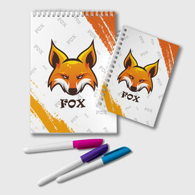 Блокнот с принтом FOX в Тюмени, 100% бумага | 48 листов, плотность листов — 60 г/м2, плотность картонной обложки — 250 г/м2. Листы скреплены удобной пружинной спиралью. Цвет линий — светло-серый
 | Тематика изображения на принте: animals | fox | foxes | foxy | ginger | животные | лис | лиса | лисенок | лисий | лисица | лисицы | лисичка | лисички | лисы | лисята | оранжевый