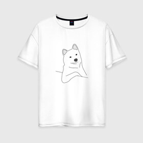 Женская футболка хлопок Oversize с принтом Сool dog в Тюмени, 100% хлопок | свободный крой, круглый ворот, спущенный рукав, длина до линии бедер
 | dog | mem | крутая собака | мем | облокотившаяся собака | пес | прикол | прикольная собака | хаски | юмор