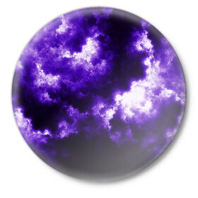 Значок с принтом Purple Clouds в Тюмени,  металл | круглая форма, металлическая застежка в виде булавки | Тематика изображения на принте: abstraction | clouds | glow | light | purple | purple clouds | texture | абстракция | облака | свет | свечение | текстура | фиолетовые тучи | фиолетовый