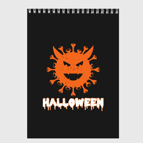 Скетчбук с принтом Halloween (COVID-19) в Тюмени, 100% бумага
 | 48 листов, плотность листов — 100 г/м2, плотность картонной обложки — 250 г/м2. Листы скреплены сверху удобной пружинной спиралью | Тематика изображения на принте: 19 | america | boo | cat | covid | covid 19 | covid19 | ghost | halloween | monster | ncov | zombie | америка | бу | вирус | кладбище | коронавирус | монстр | монстры | приведение | приведения | призрак | призраки | тыква | хэллоу