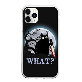 Чехол для iPhone 11 Pro Max матовый с принтом What Cat (Halloween) в Тюмени, Силикон |  | cat | cats | halloween | what | кот | котенок | коты | котяра | кошак | кошка | нож | пушистый | хэллоуин | что