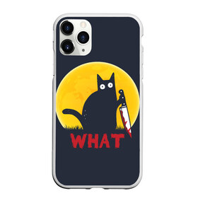 Чехол для iPhone 11 Pro Max матовый с принтом What Cat (Halloween) в Тюмени, Силикон |  | cat | cats | halloween | moon | what | кот | котенок | коты | котяра | кошак | кошка | луна | нож | пушистый | хэллоуин | что