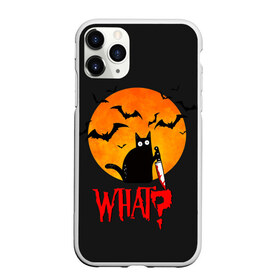 Чехол для iPhone 11 Pro Max матовый с принтом What Cat (Halloween) в Тюмени, Силикон |  | cat | cats | halloween | moon | what | кот | котенок | коты | котяра | кошак | кошка | летучая | луна | мышь | нож | пушистый | хэллоуин | что