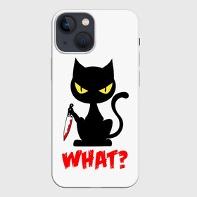 Чехол для iPhone 13 mini с принтом What Cat в Тюмени,  |  | cat | cats | halloween | what | кот | котенок | коты | котяра | кошак | кошка | нож | пушистый | хэллоуин | что