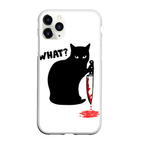 Чехол для iPhone 11 Pro Max матовый с принтом What Cat в Тюмени, Силикон |  | cat | cats | halloween | what | кот | котенок | коты | котяра | кошак | кошка | нож | пушистый | хэллоуин | что