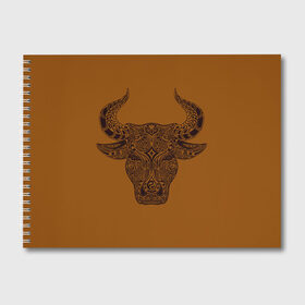 Альбом для рисования с принтом Святая корова в Тюмени, 100% бумага
 | матовая бумага, плотность 200 мг. | Тематика изображения на принте: голова быка | голова коровы | инь янь. | корова | татуировки | узоры