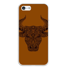Чехол для iPhone 5/5S матовый с принтом Святая корова в Тюмени, Силикон | Область печати: задняя сторона чехла, без боковых панелей | голова быка | голова коровы | инь янь. | корова | татуировки | узоры