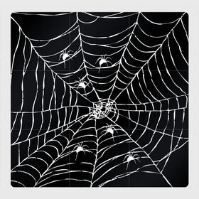 Магнитный плакат 3Х3 с принтом Паутина с пауками в Тюмени, Полимерный материал с магнитным слоем | 9 деталей размером 9*9 см | Тематика изображения на принте: black and white | darkness | halloween | horror | night | spider | web | готика | жуки | жуткий | мальчикам | насекомые | нечисть | нити | ночные | ночь | пауки | паутина | подарок | сетка | страшный | темный | тьма | хеллоуин | хоррор