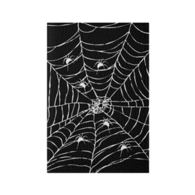 Обложка для паспорта матовая кожа с принтом Паутина с пауками в Тюмени, натуральная матовая кожа | размер 19,3 х 13,7 см; прозрачные пластиковые крепления | black and white | darkness | halloween | horror | night | spider | web | готика | жуки | жуткий | мальчикам | насекомые | нечисть | нити | ночные | ночь | пауки | паутина | подарок | сетка | страшный | темный | тьма | хеллоуин | хоррор