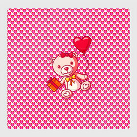 Магнитный плакат 3Х3 с принтом Медвежонок сюрприз в Тюмени, Полимерный материал с магнитным слоем | 9 деталей размером 9*9 см | baby | bear | love is | teddy | valentines | бабочка | бантик | валентина | влюбленный | воздушный шарик | девочка | игрушка | лучшая мама | любимая жена | люблю | любовь | малыш | марта | медведь | медвежата | милый