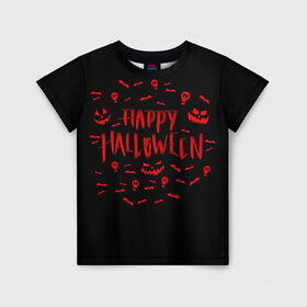 Детская футболка 3D с принтом Halloween в Тюмени, 100% гипоаллергенный полиэфир | прямой крой, круглый вырез горловины, длина до линии бедер, чуть спущенное плечо, ткань немного тянется | halloween | jack | lantern | pumpkin | светильник джека | хэллоуин
