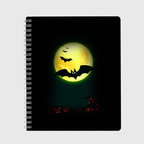 Тетрадь с принтом Halloween в Тюмени, 100% бумага | 48 листов, плотность листов — 60 г/м2, плотность картонной обложки — 250 г/м2. Листы скреплены сбоку удобной пружинной спиралью. Уголки страниц и обложки скругленные. Цвет линий — светло-серый
 | Тематика изображения на принте: halloween | jack | lantern | pumpkin | светильник джека | хэллоуин