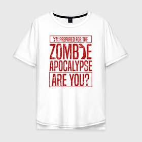 Мужская футболка хлопок Oversize с принтом Zombie APOCALYPSE в Тюмени, 100% хлопок | свободный крой, круглый ворот, “спинка” длиннее передней части | 31 октября | halloween | halowen | ведьма | день всех святых | джек | костюм | кровь | лого | монстр | надпись | праздник | приведение | призрак | светильник | символ | страшная | тыква | ужасы | хеллоуин | хеллуин